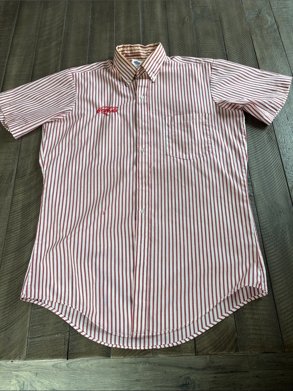 Coca Cola Red & White Striped Short-Sleeve Button-Down Shirt